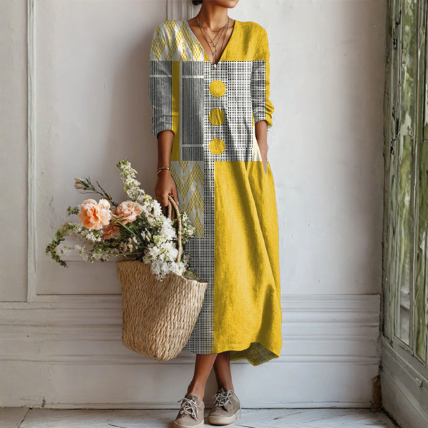 Women's Easygoing Linen Dress Abstract