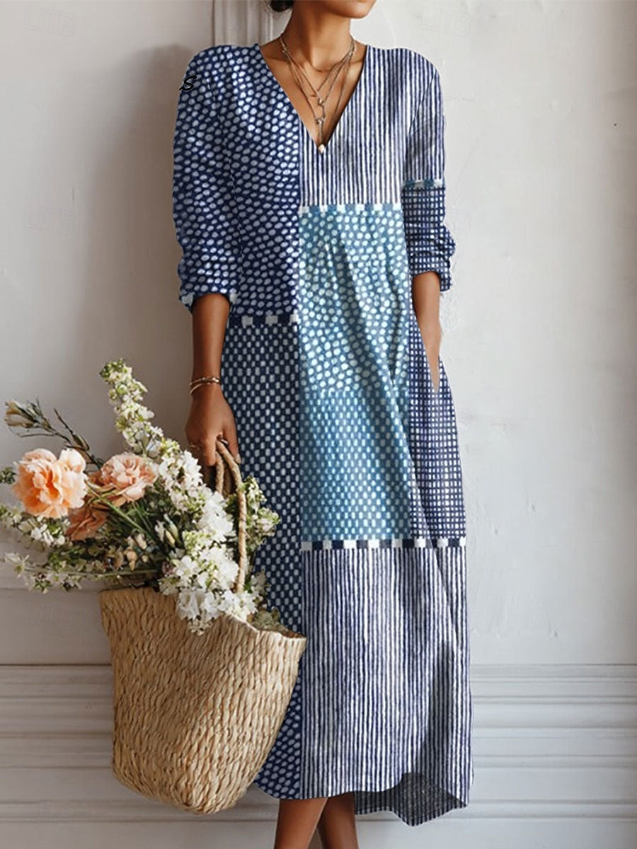 Women's Everyday Comfort Dress Blue Maxi