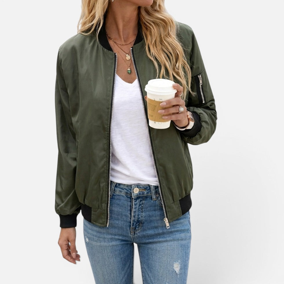 Zip Up Lightweight Bomber Jacket – ModClo, view 3