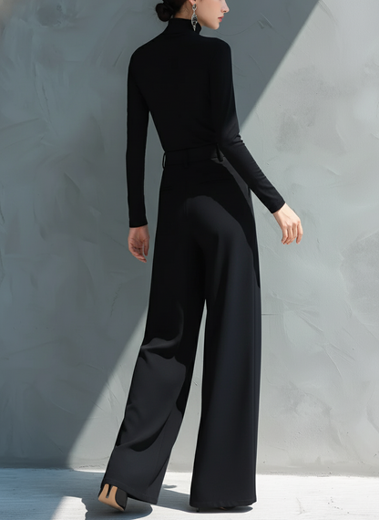 Women's Black Knit Turtleneck Jumpsuit – ModClo