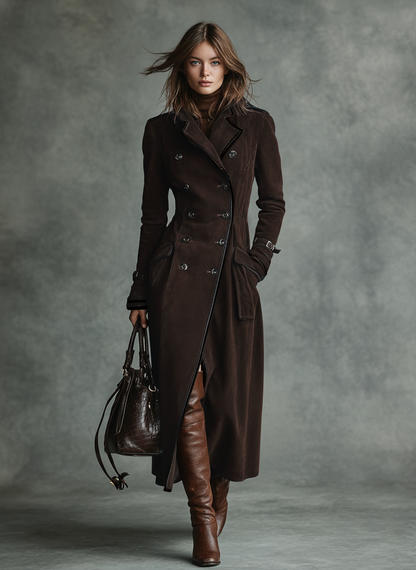 Women's Suede Lapel Long Coat – ModClo