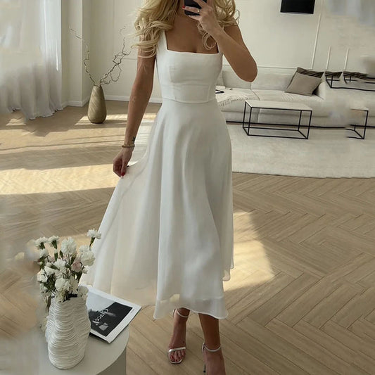 Hannah | Women Wedding Guest Elegant Square Midi Dress 0