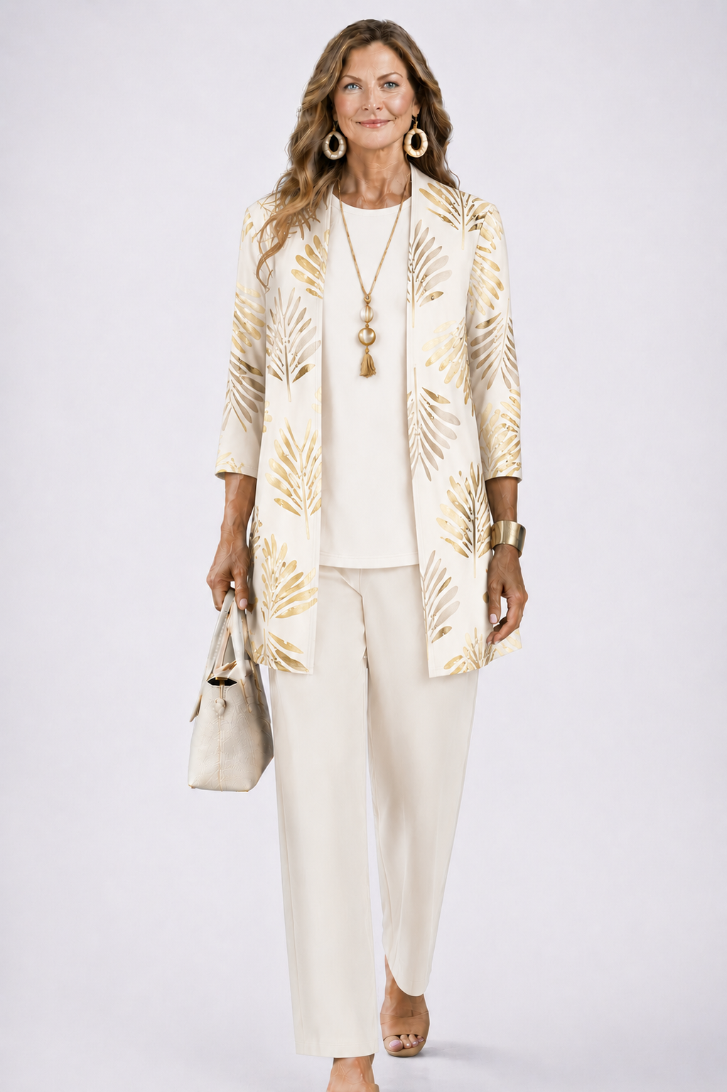 Women's Relaxed 3-Piece Trouser Set Printed