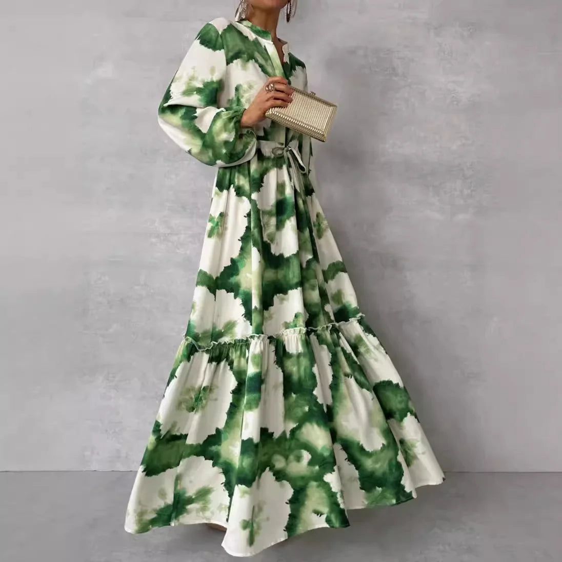Women's Floral Print Tiered Maxi Dress Summer