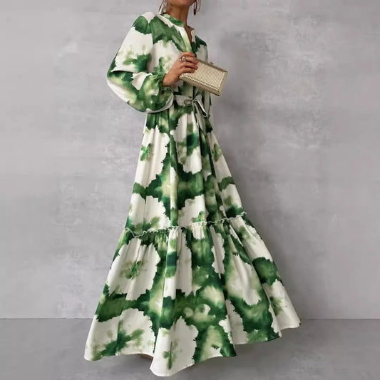 Women's Floral Print Tiered Maxi Dress Summer