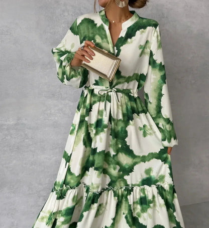 Women's Floral Print Tiered Maxi Dress Summer