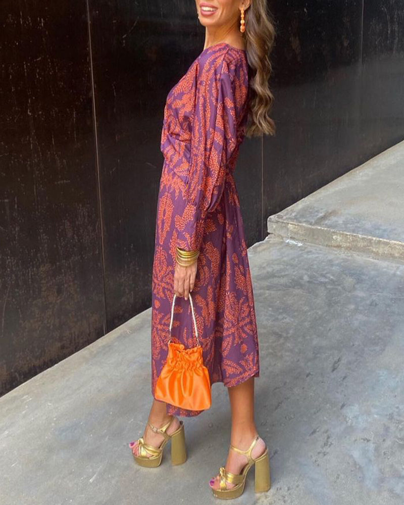 Women's Printed Wrap-Style Maxi Dress