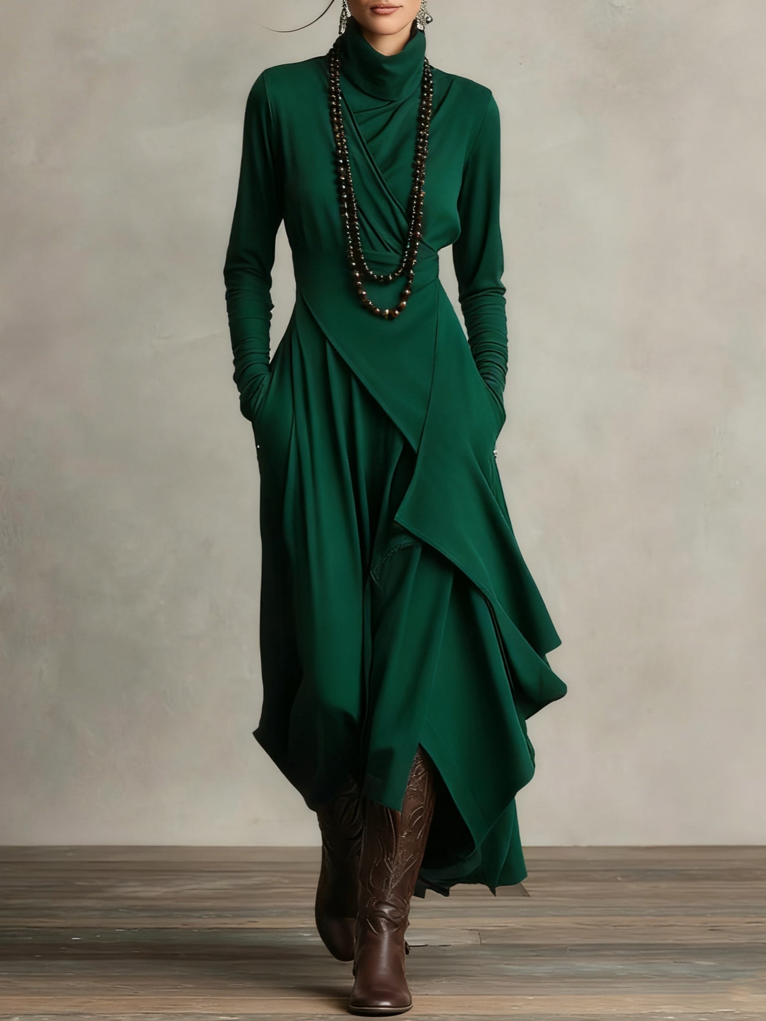 Women's Pleated Maxi Dress Breathable