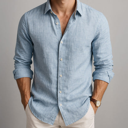 Men's Linen Blend Long Sleeve Shirt