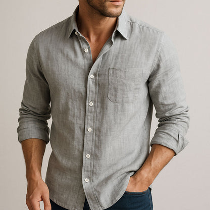 Men's Linen Blend Long Sleeve Shirt