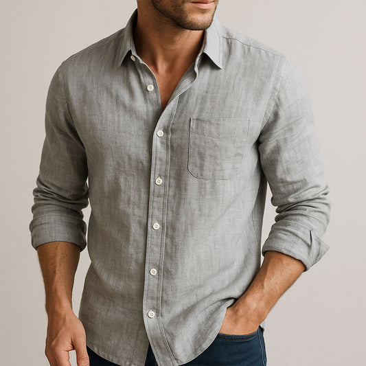 Men's Linen Blend Long Sleeve Shirt