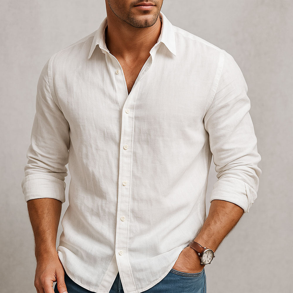 Men's Linen Blend Long Sleeve Shirt