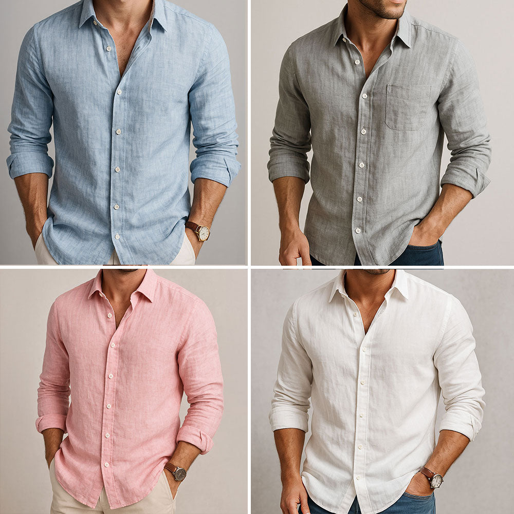 Men's Linen Blend Long Sleeve Shirt