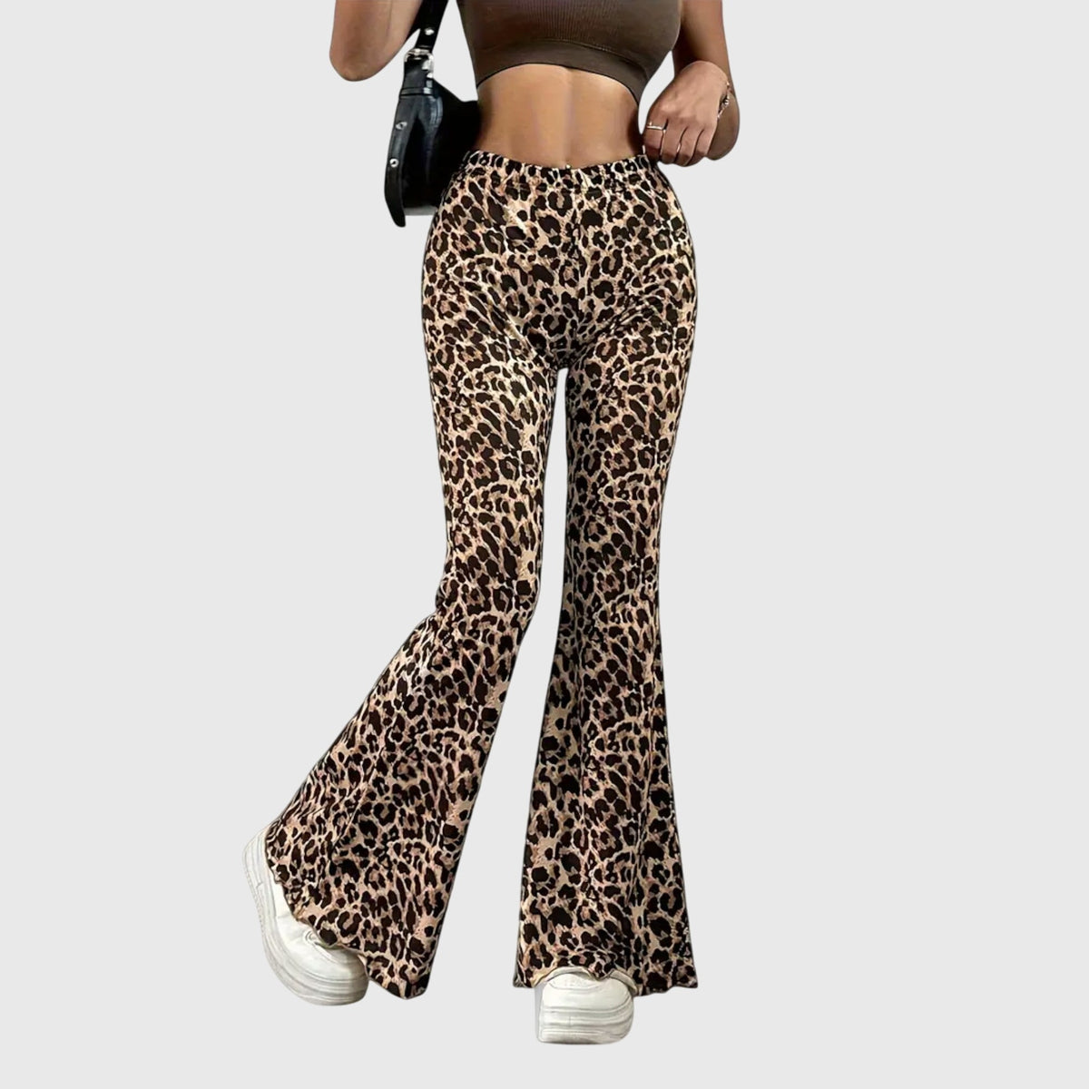 Women's Leopard Print High Waist Bootcut Trousers
