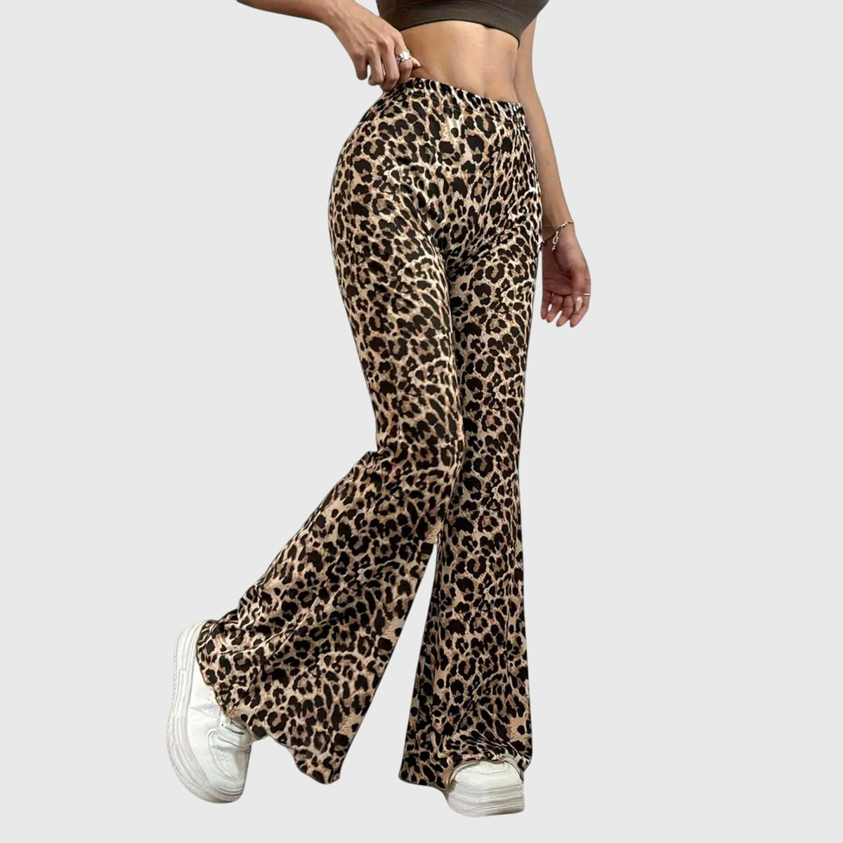 Women's Leopard Print High Waist Bootcut Trousers
