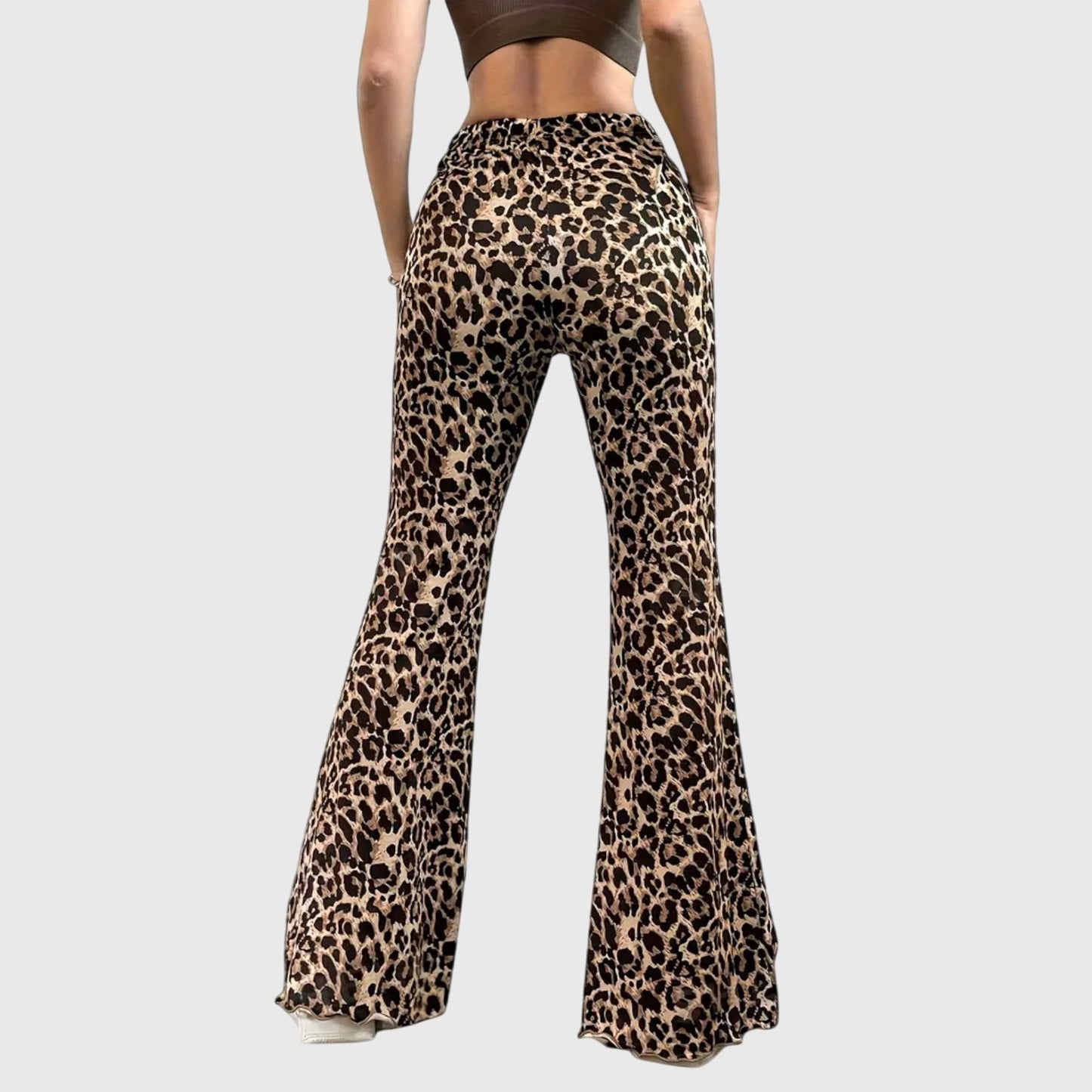 Women's Leopard Print High Waist Bootcut Trousers