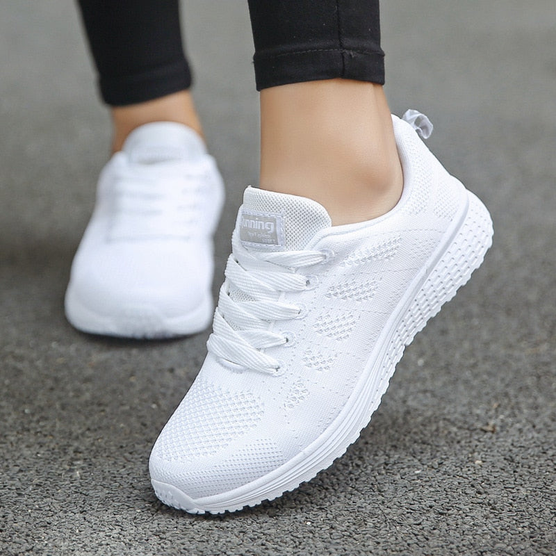Women's Knit Lace-Up Sneakers Lightweight