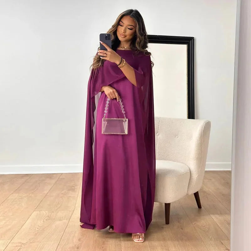 Women's Wedding Guest Cape Maxi Dress