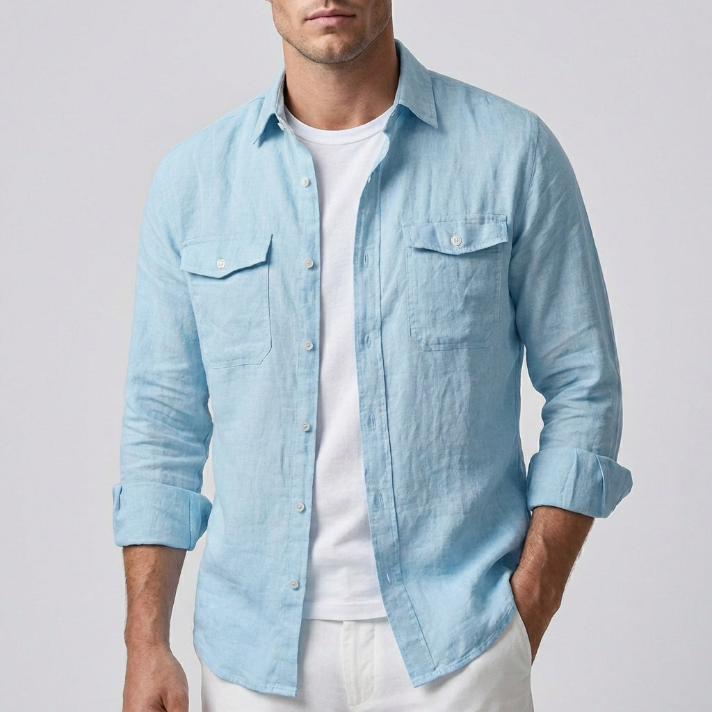 Men's Relaxed Casual Button-Down Shirt