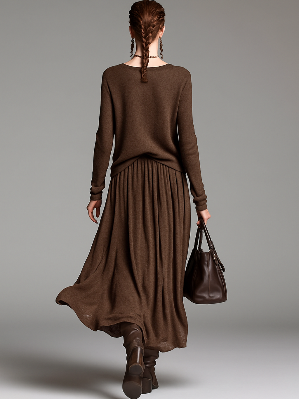 Women's Knit Round Neck Skirt Set – ModClo