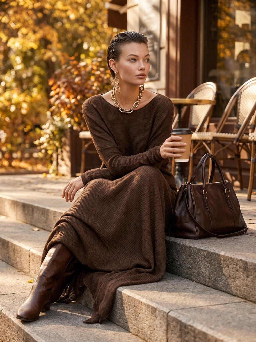 Women's Knit Round Neck Skirt Set – ModClo