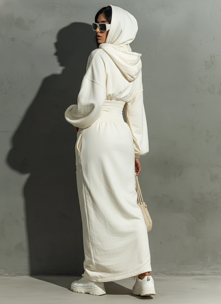 Women's Hooded Waist Shirring Maxi Dress – ModClo