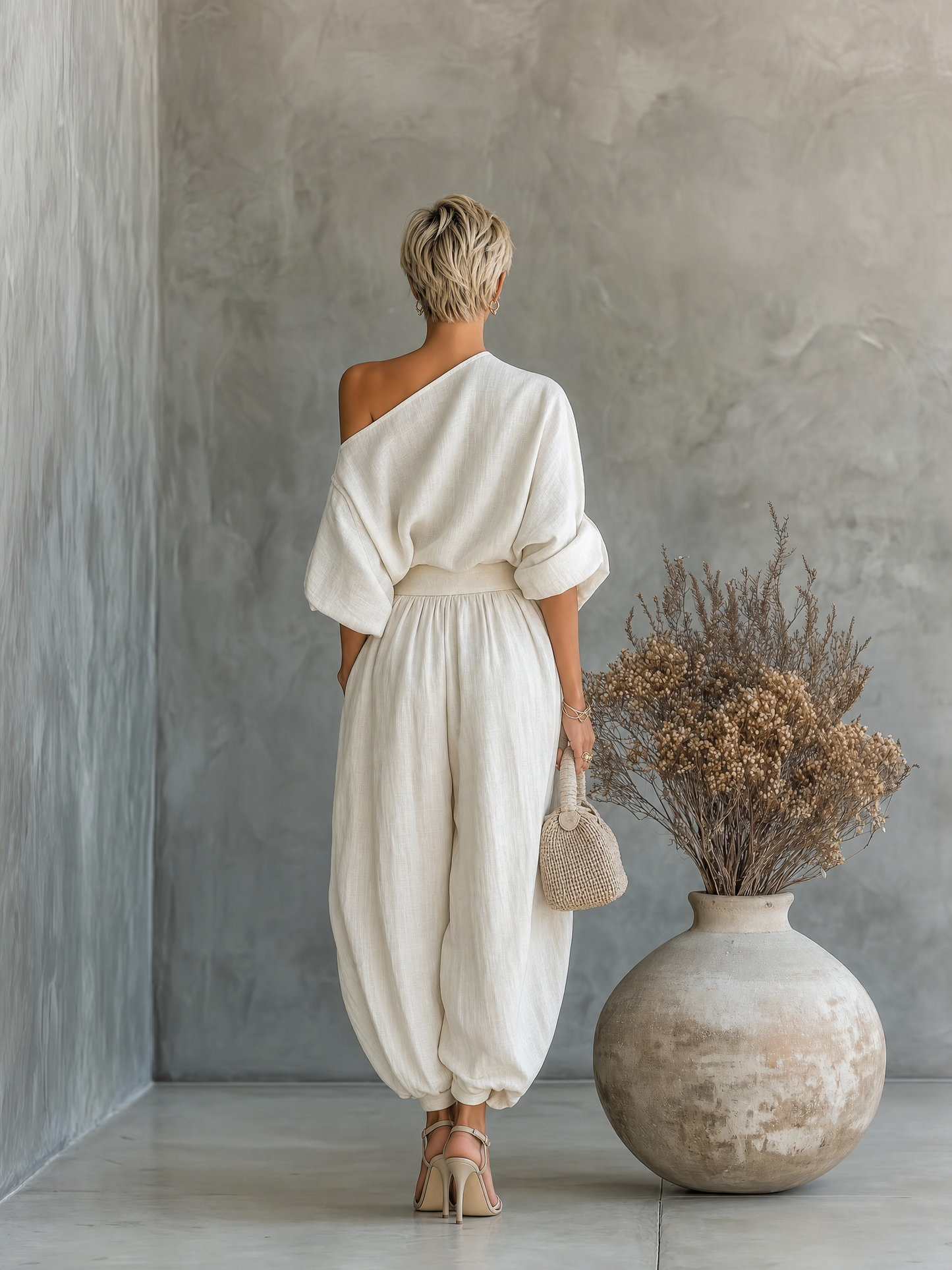 Women's White Linen Trouser Set – ModClo