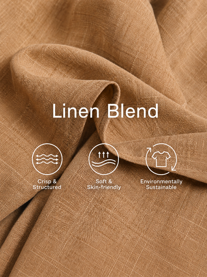 Women's Khaki Linen Short Sleeve Asymmetric Midi Dress – ModClo