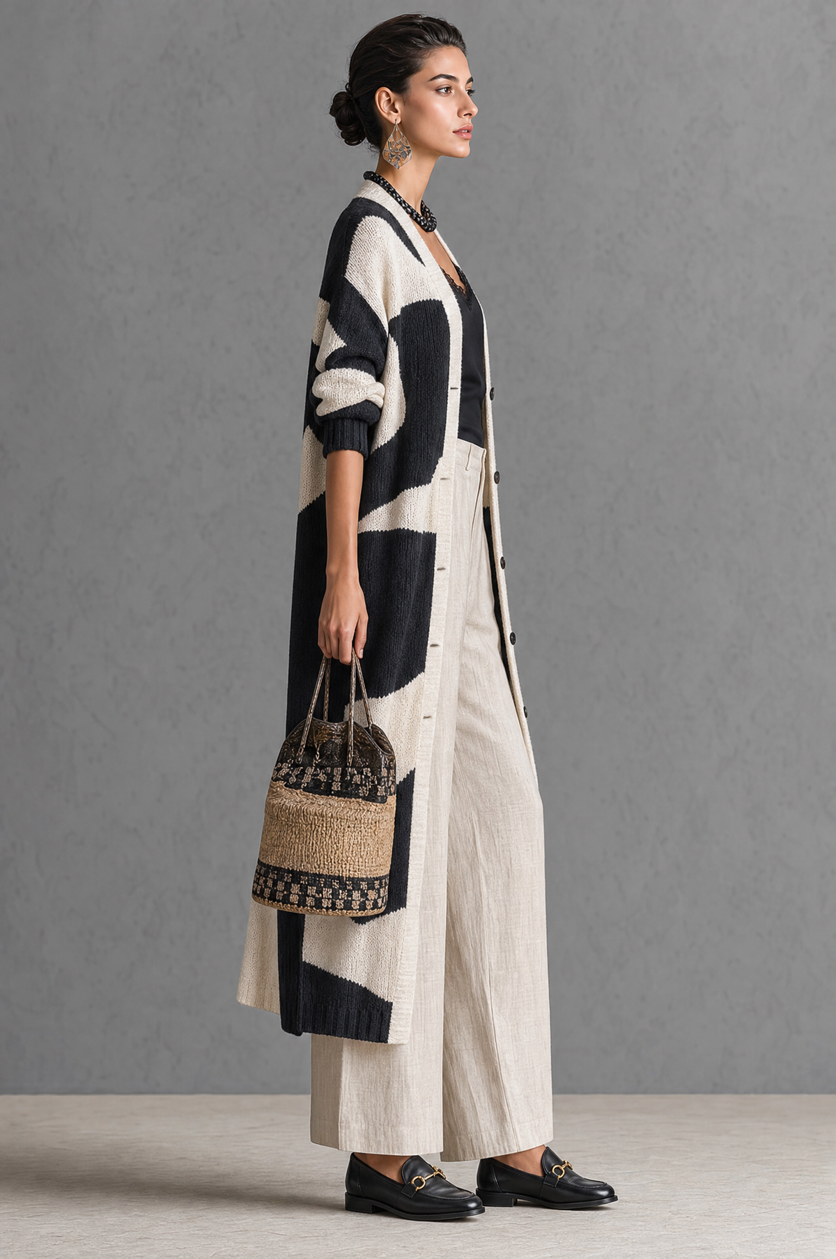 Women's Jacquard Color Block Cardigan – ModClo