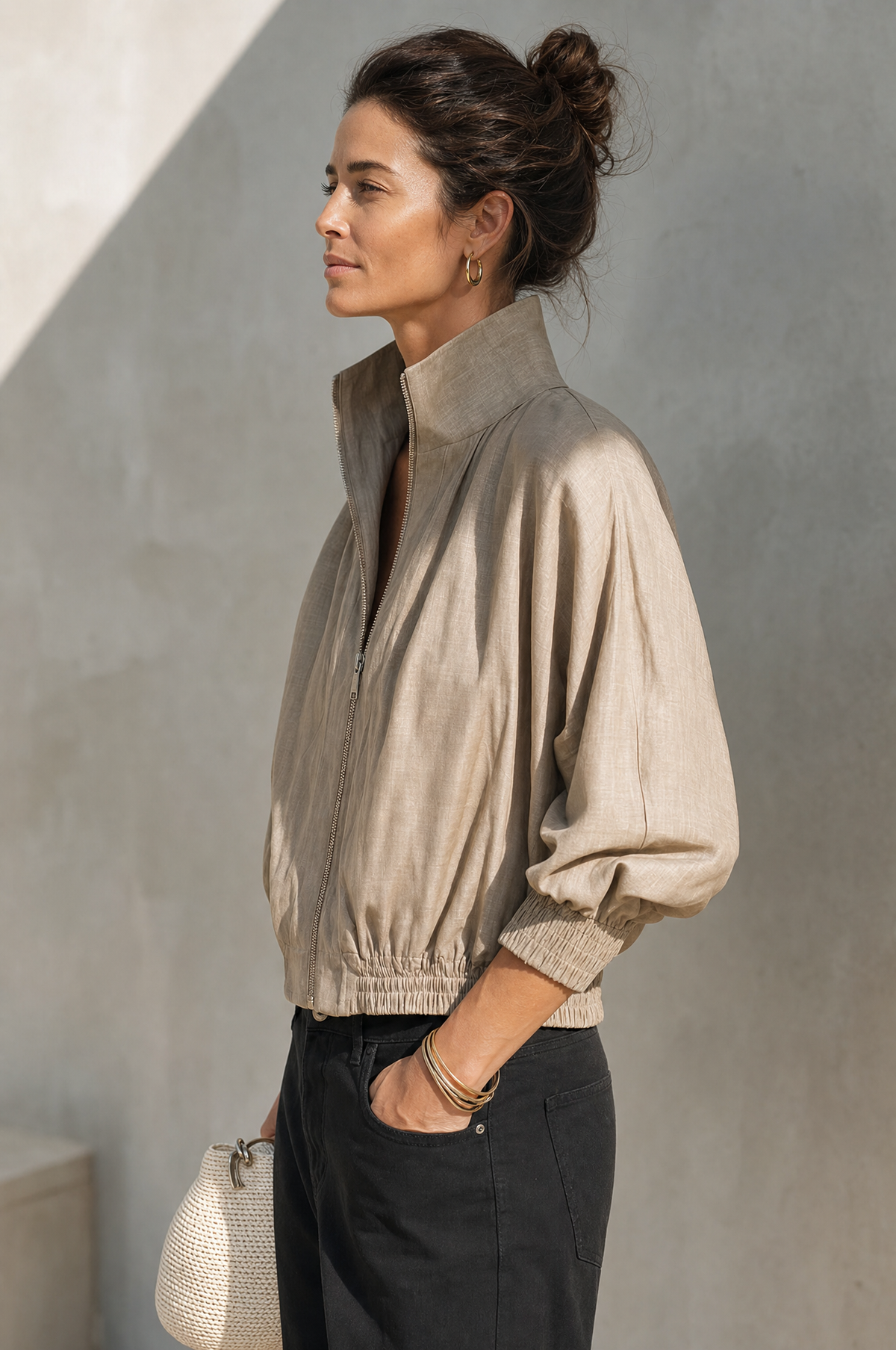 Women's Stand Collar Short Zip Jacket – ModClo