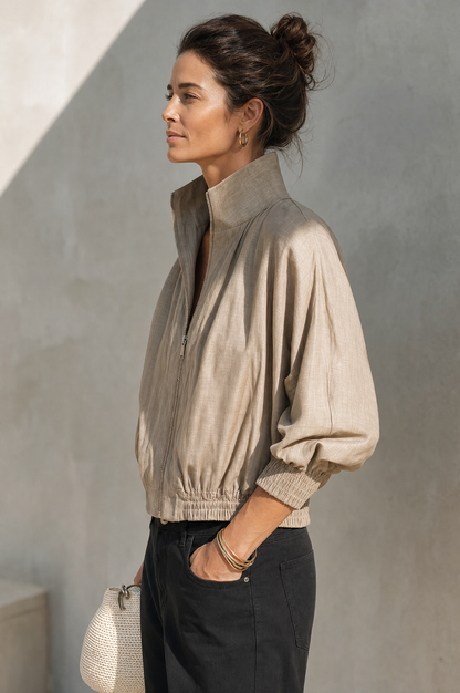 Women's Stand Collar Short Zip Jacket – ModClo