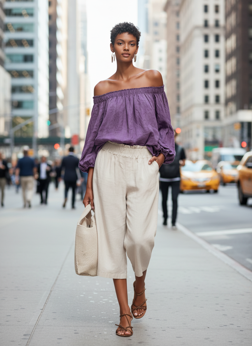 Women's Purple Linen Top – ModClo