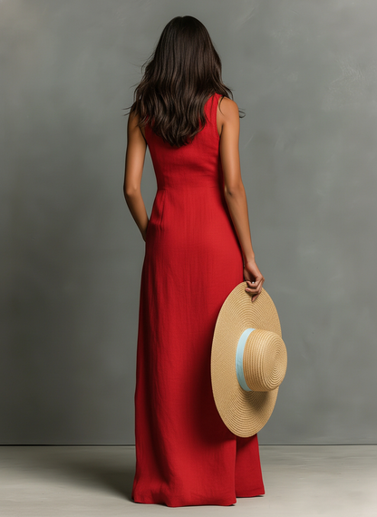 Women's Linen Sleeveless Shirt Dress – ModClo