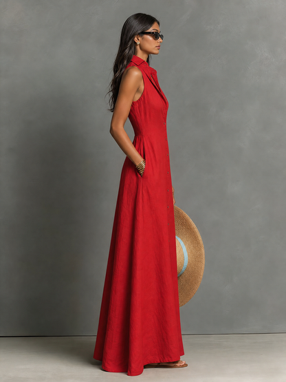 Women's Linen Sleeveless Shirt Dress – ModClo