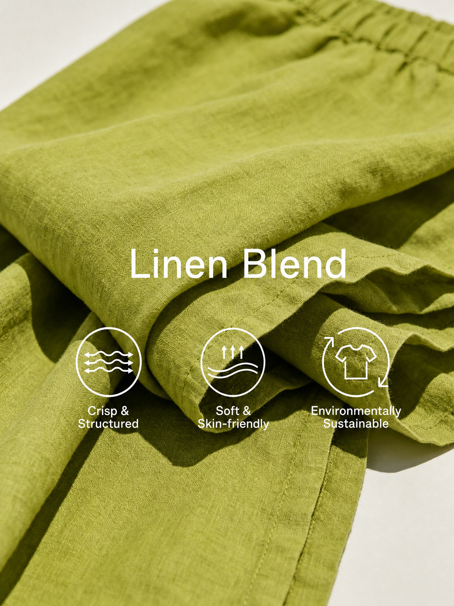 Women's Green Linen Puff Sleeve Slit Midi Dress – ModClo