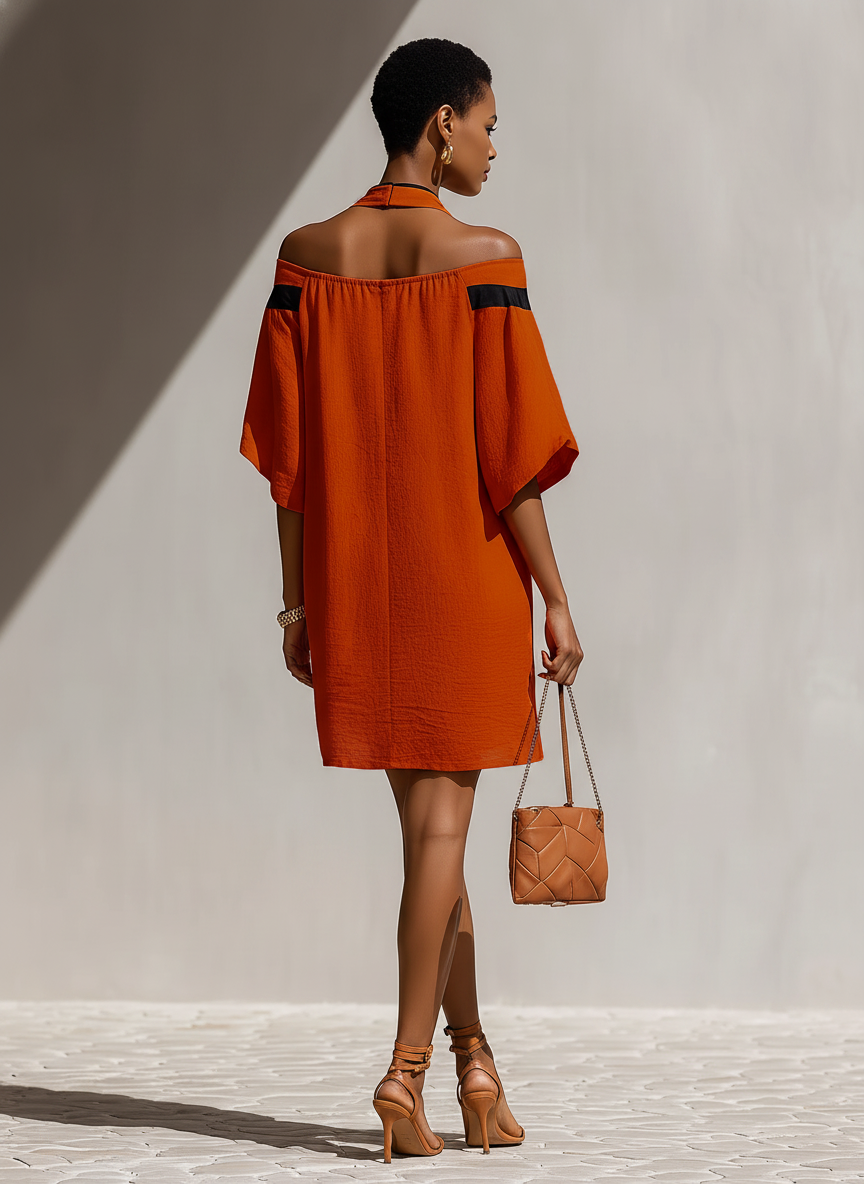 Women's Black Women’s Orange Mini Dress – ModClo