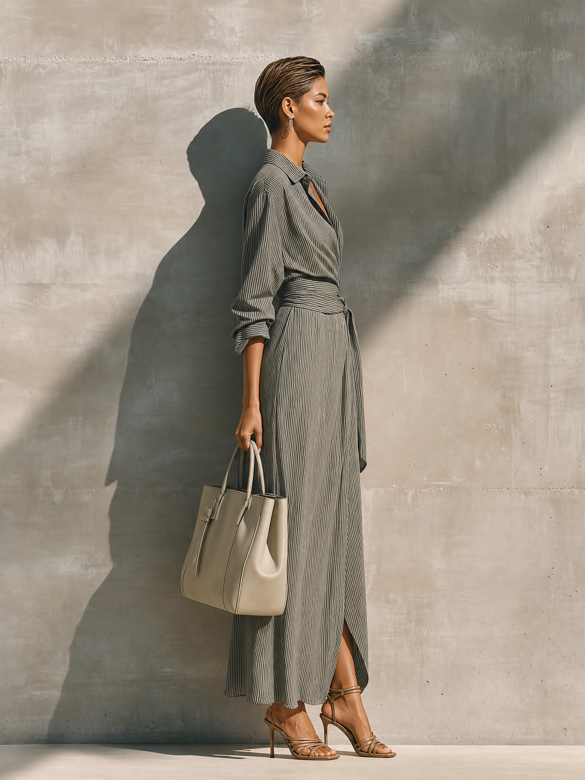 Women's White Cotton Wrap Shirt Dress – ModClo