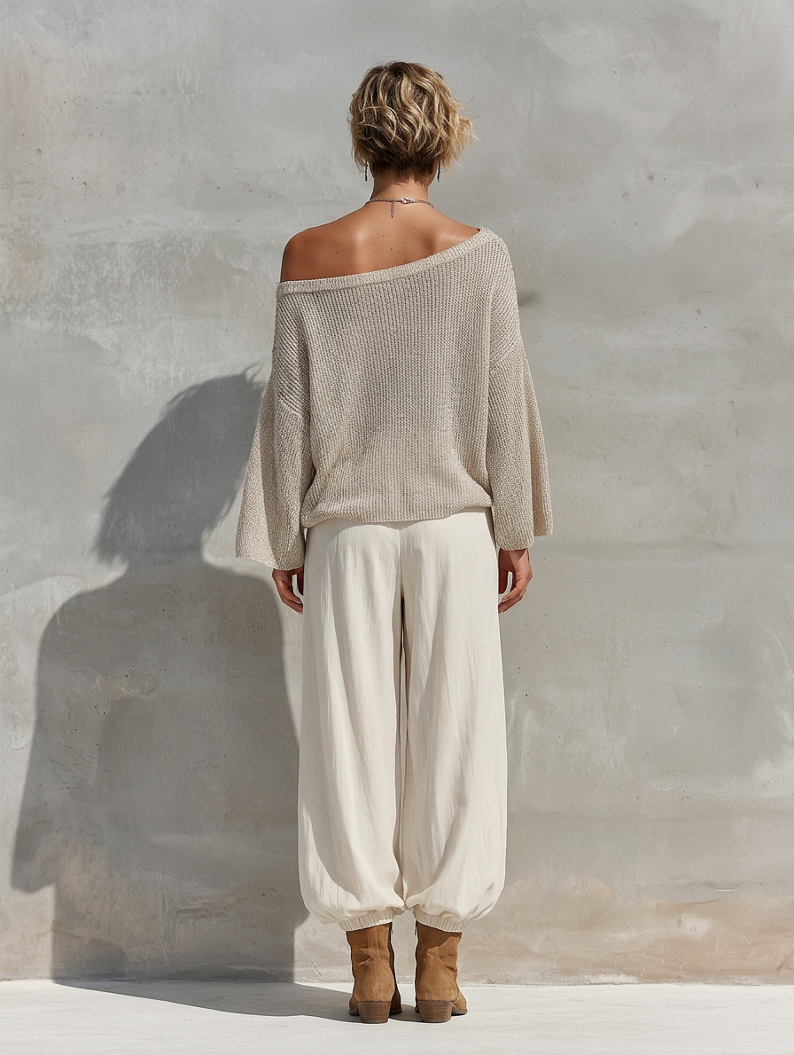 Women's White Knit Batwing Two-Piece Set – ModClo