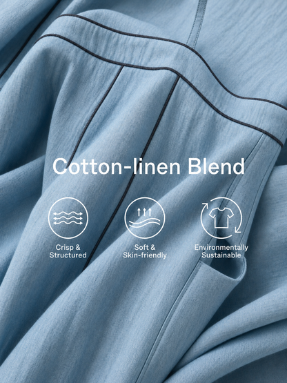Women's Blue Linen Sleeveless Maxi Dress – ModClo