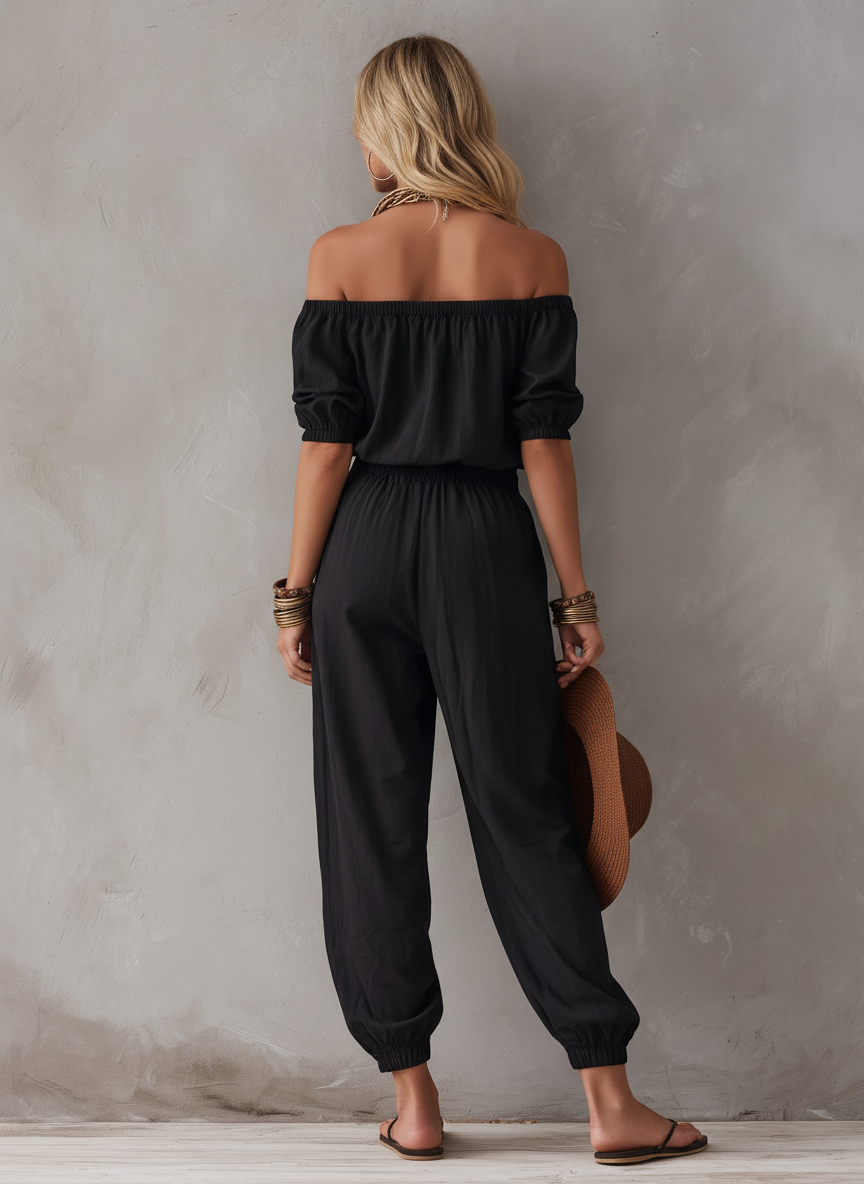 Women's Black Woven Sleeveless Jumpsuit – ModClo