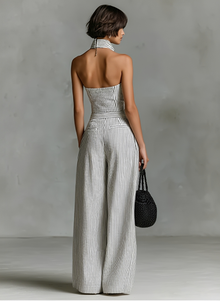 Women's Linen Sleeveless Striped Jumpsuit – ModClo
