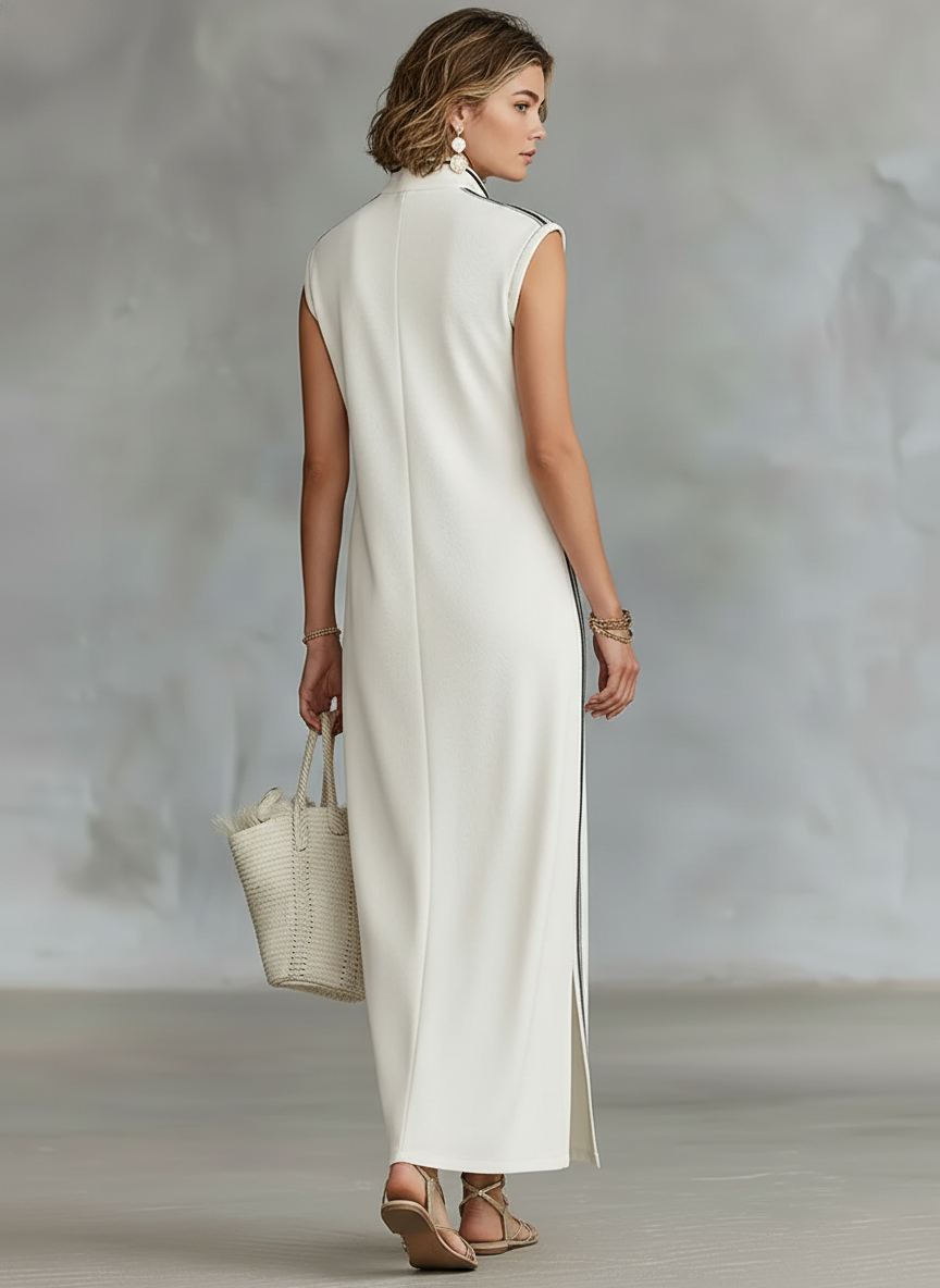 Women's Sleeveless Athletic Henley Maxi Dress – ModClo