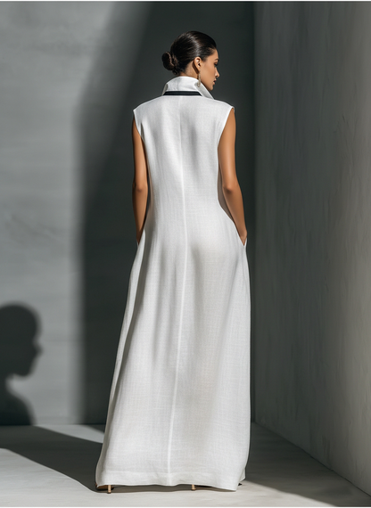 Women's Black Linen Sleeveless Maxi Dress – ModClo