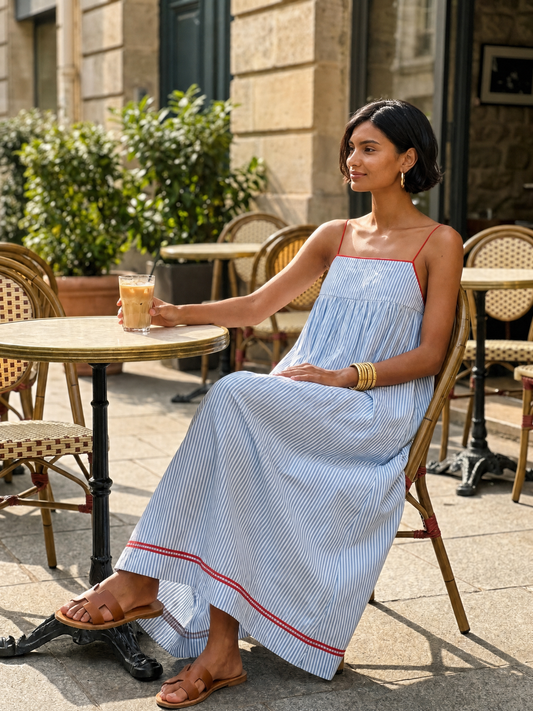 Women's Red Striped Maxi Dress – ModClo