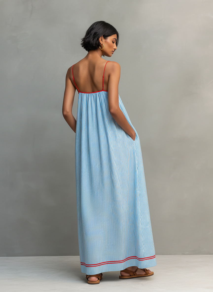 Women's Red Striped Maxi Dress – ModClo