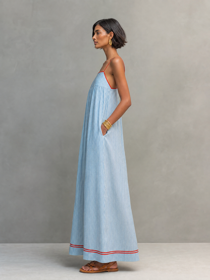 Women's Red Striped Maxi Dress – ModClo