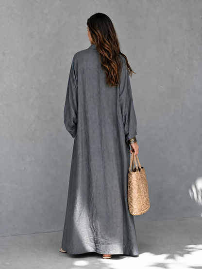Women's Grey Linen Maxi Dress – ModClo