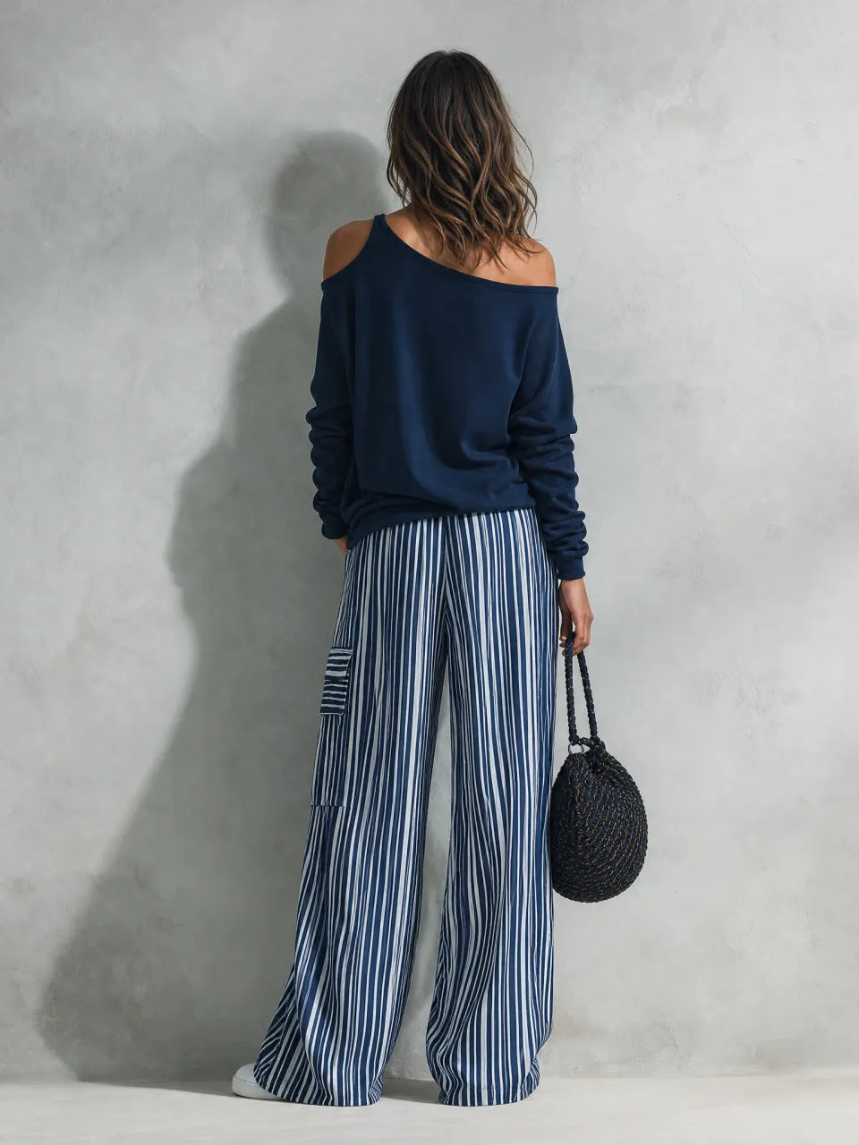 Women's White Woven Striped Set – ModClo