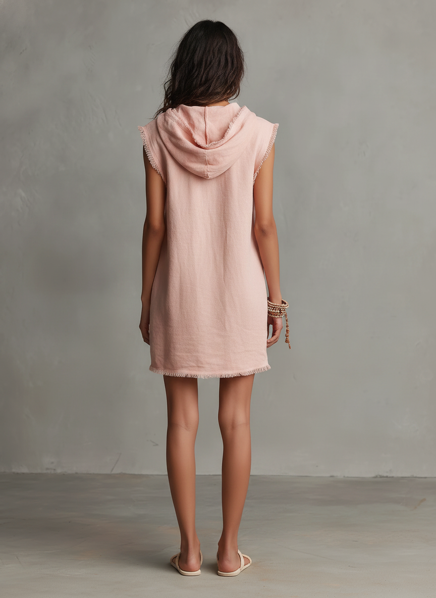 Women's Linen Sleeveless Hooded Mini Dress – ModClo