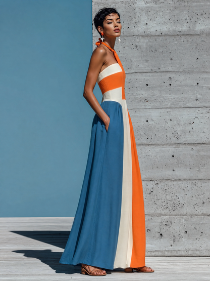 Women's White Halter Strapless Pleated Maxi Dress – ModClo